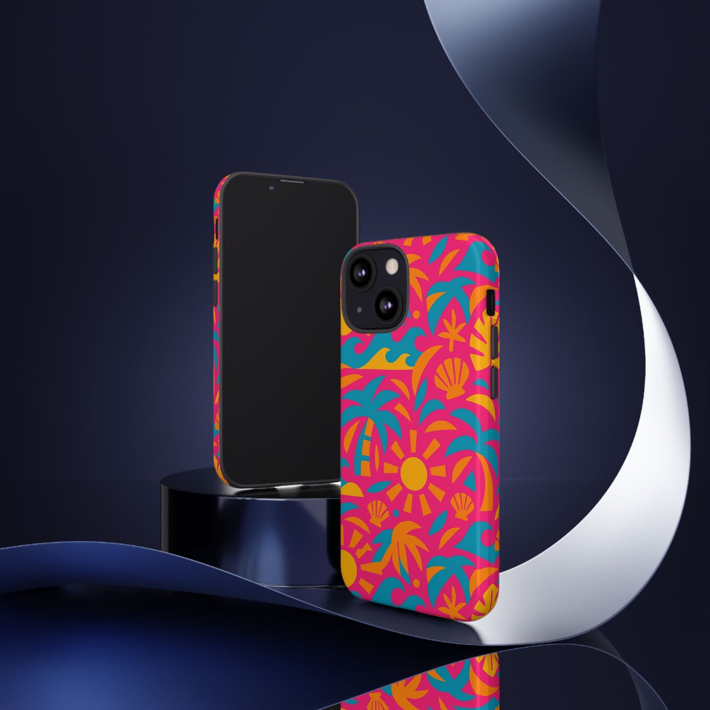 vibrant tropical 3d wrap design protective phone case with retro style – bold accessory for self-expression compatible with iphone 13, 14, 15 & 16 – all models including pro, pro max & plus