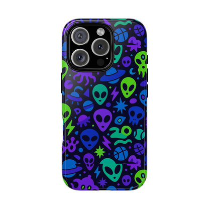 Vibrant 3D Alien and Space Design Protective Phone Case for Unisex Smartphone Accessories Compatible with iPhone 13, 14, 15 & 16 – All Models Including Pro, Pro Max & Plus