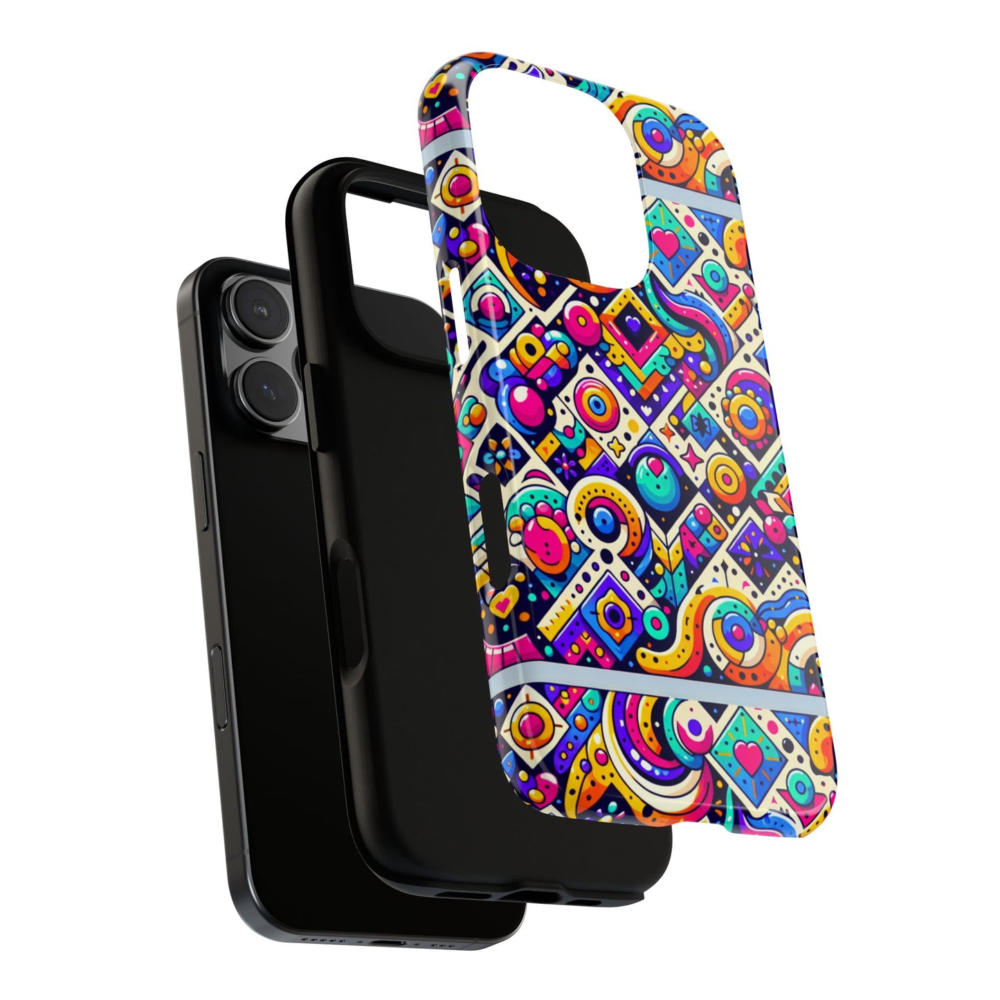 pattern image 6 vibrant 3d wrap phone case for anime and comic fans - colourful abstract design compatible with iphone 13, 14, 15 & 16 – all models including pro, pro max & plus