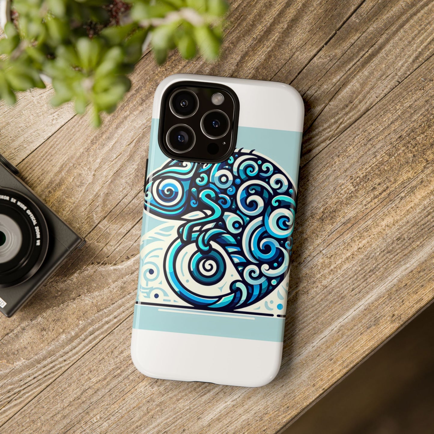 vibrant 3d wrap protective phone case with playful chameleon design in blue – unique accessory for self-expression compatible with iphone 13, 14, 15 & 16 – all models including pro, pro max & plus