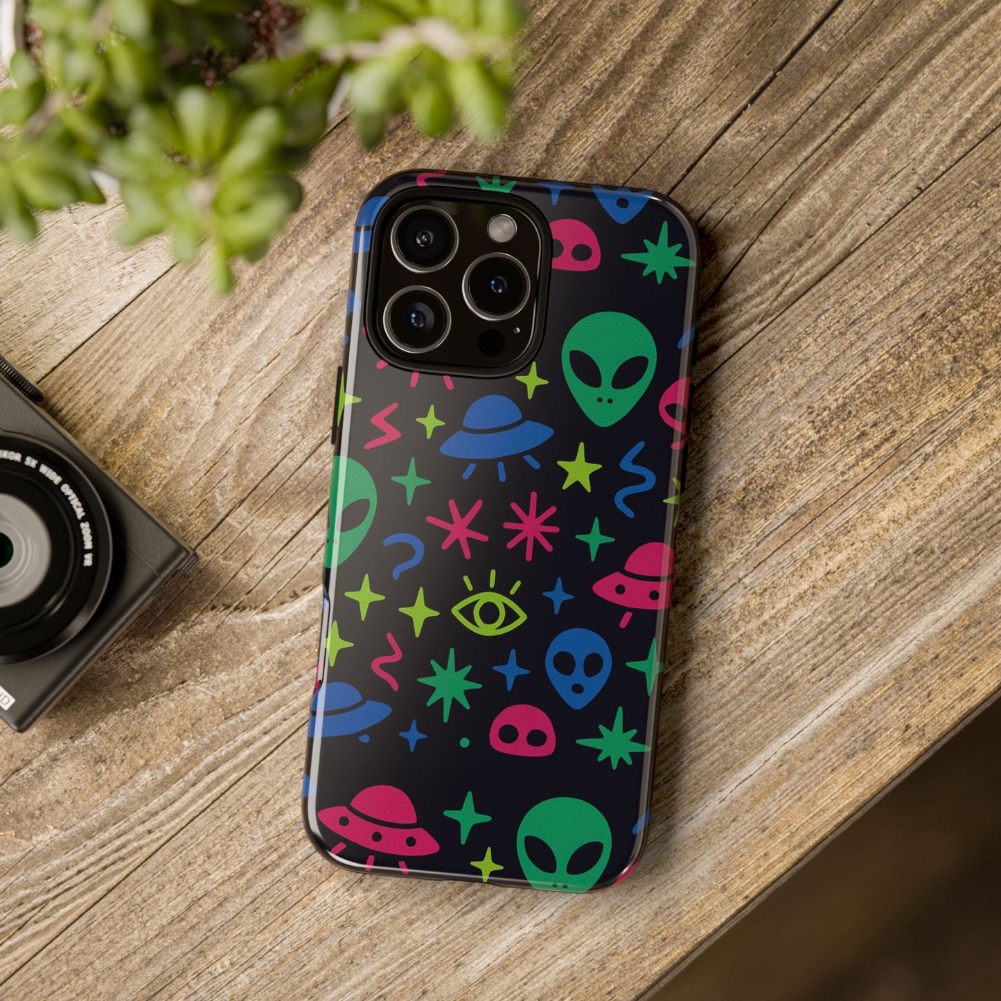 vibrant alien pattern protective phone case with 3d wrap design for unique expression – stylish protection compatible with iphone 13, 14, 15 & 16 – all models including pro, pro max & plus
