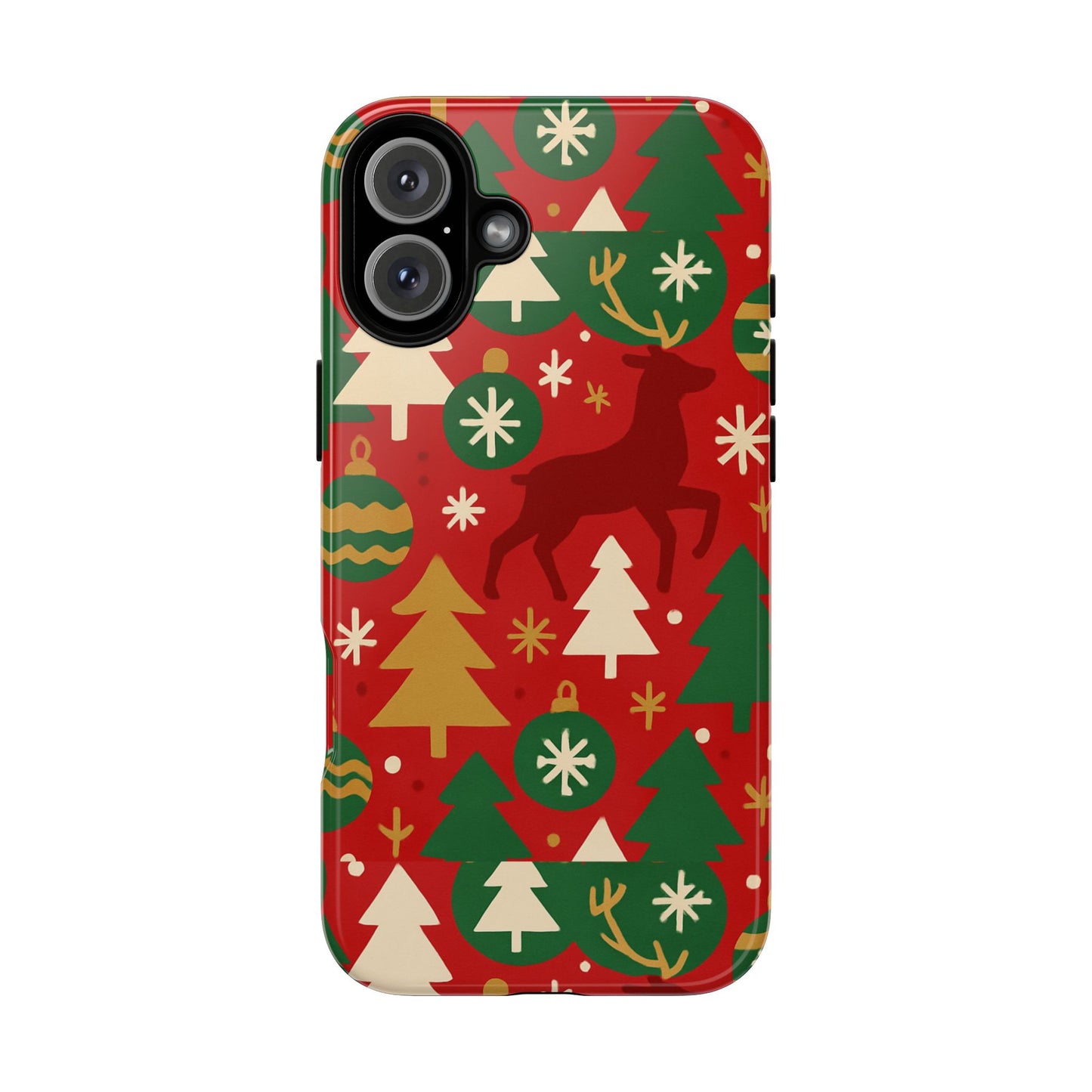 vibrant red christmas phone case with festive 3d design for stylish protection compatible with iphone 13, 14, 15 & 16 – all models including pro, pro max & plus