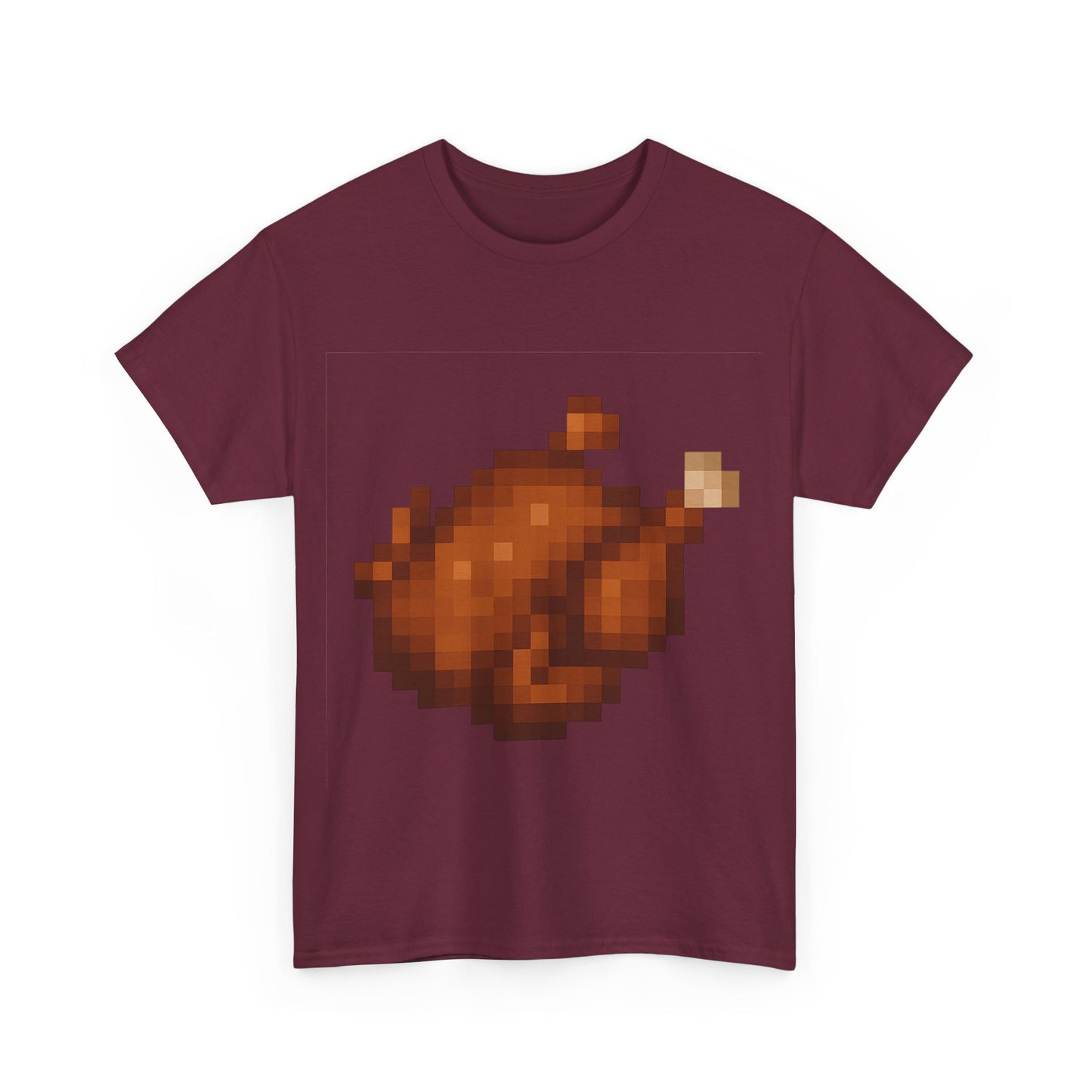 funny pixel turkey unisex heavy cotton tee for gamers - perfect thanksgiving shirt, casual wear, comfortable cotton tee, fun gamer apparel, holiday graphic tee