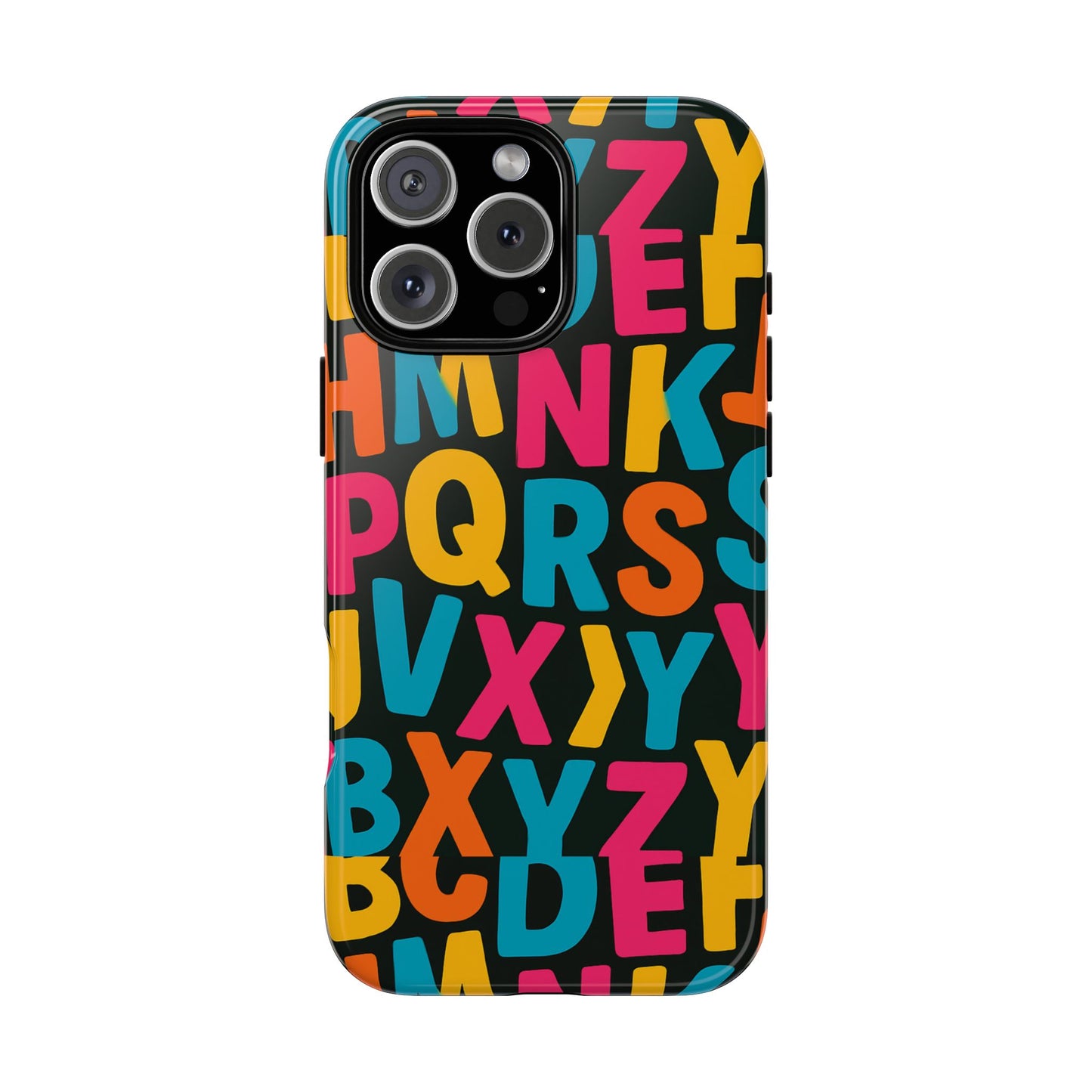 multicolour 3d alphabet wrap protective phone case for unique style and vibrant protection compatible with iphone 13, 14, 15 & 16 – all models including pro, pro max & plus