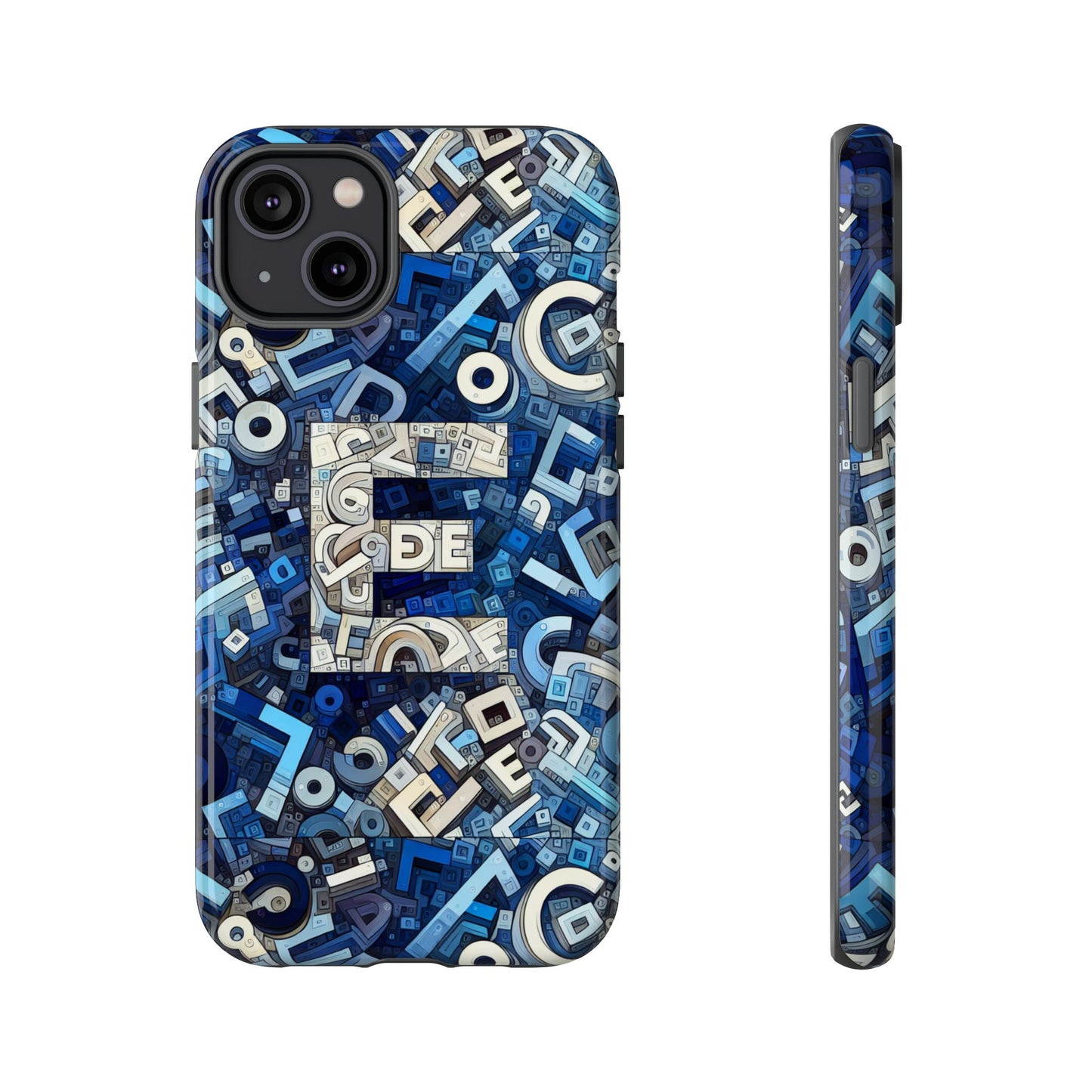 blue alphabet e phone case with 3d wrap design for stylish protection and personalised tech accessory for men and women