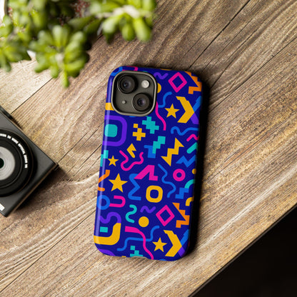Vibrant Geometric Protective Phone Case with 3D Wrap Design – Playful Accessory for Self-Expression Compatible with iPhone 13, 14, 15 & 16 – all models including Pro, Pro Max & Plus