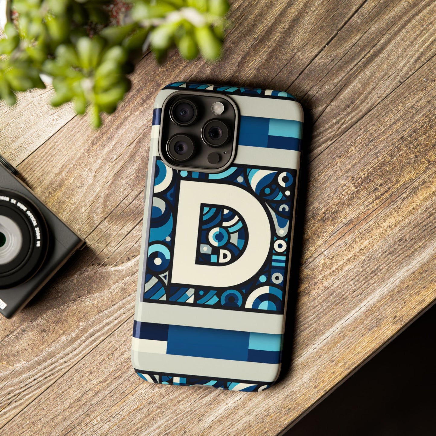 blue alphabet letter d phone case with 3d wrap and shock protection for kids and teens
