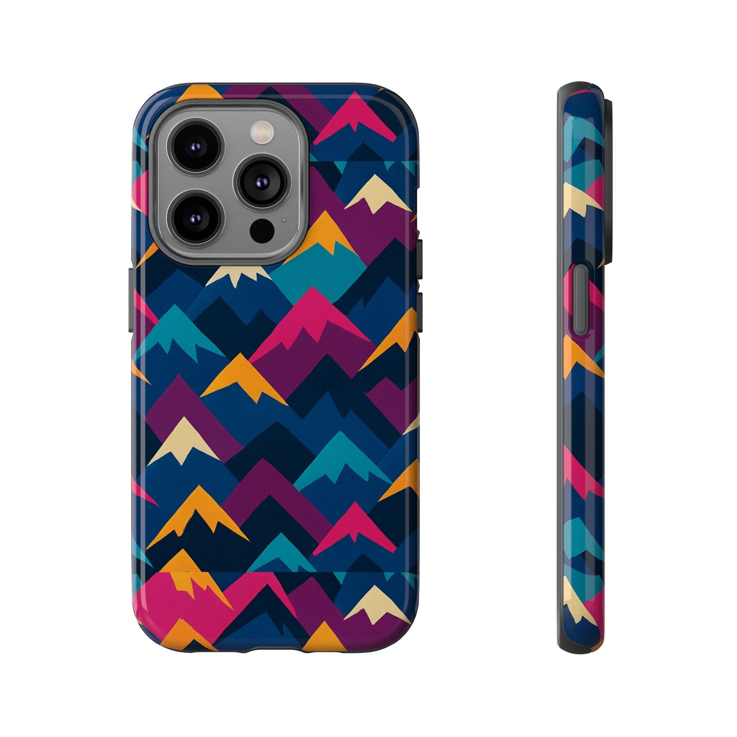 multicolour mountain geometric protective phone case – stylish accessory for unique self-expression compatible with iphone 13, 14, 15 & 16 – all models including pro, pro max & plus