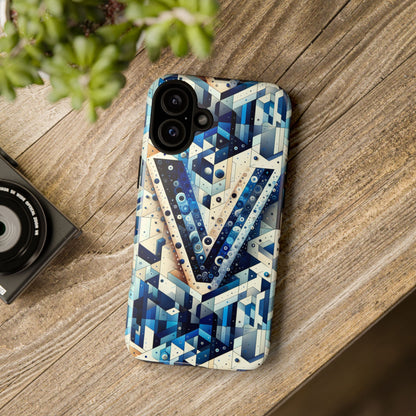 Blue Alphabet V Phone Case for Samsung and iPhone Shockproof Protective Cover with 3D Wrap Design and UV Resistance
