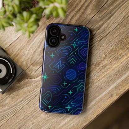 Vibrant Space Design Protective Phone Case in Blue and Green 3D Wrap for Stylish Protection Compatible with iPhone 13, 14, 15 & 16 – All Models Including Pro, Pro Max & Plus