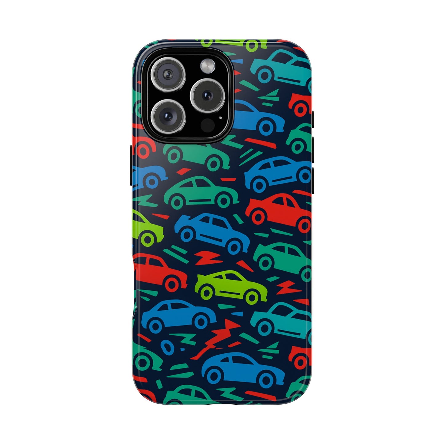 vibrant retro automotive design protective phone case for kids and adults – colourful 3d wrap style – stylish protection compatible with iphone 13, 14, 15 & 16 – all models including pro, pro max & plus