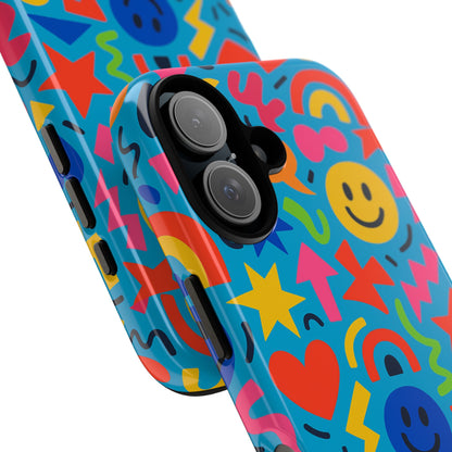 Multicolour 3D Wrap Protective Phone Case for Kids and Teens with Fun Geometric Design – Stylish Protection Compatible with iPhone 13, 14, 15 & 16 – all models including Pro, Pro Max & Plus