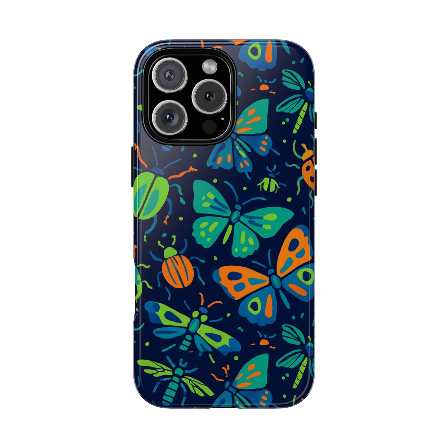 vibrant insect pattern protective phone case for stylish protection – multicolour 3d design compatible with iphone 13, 14, 15 & 16 – all models including pro, pro max & plus