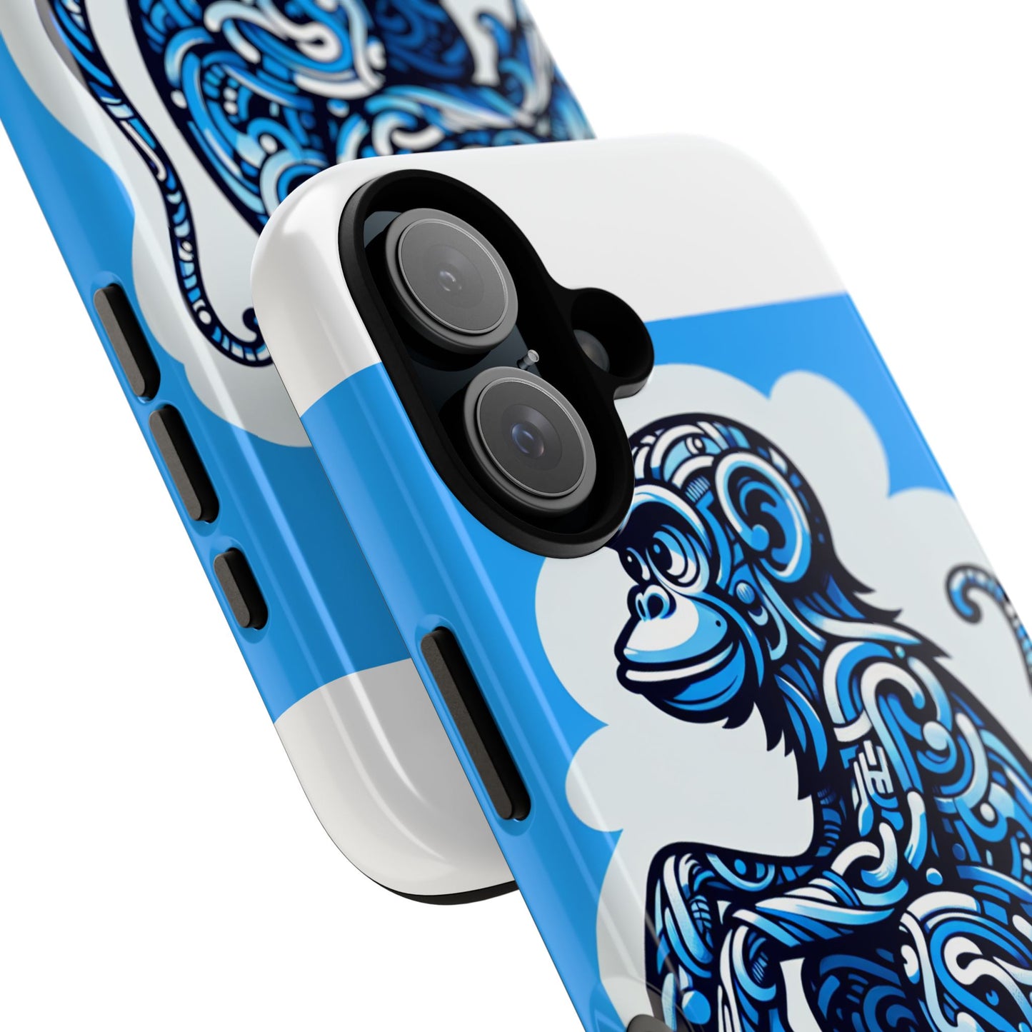 vibrant 3d monkey design phone case in blue – stylish protection for smartphones compatible with iphone 13, 14, 15 & 16 – all models including pro, pro max & plus
