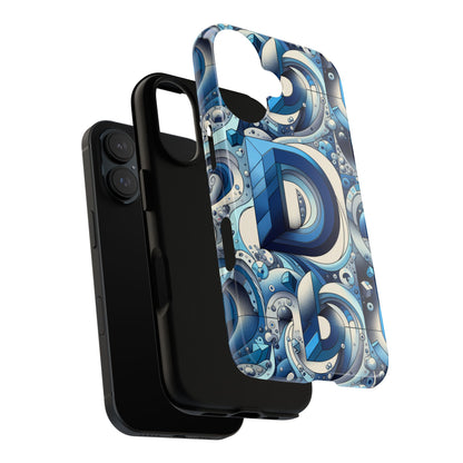 Blue Alphabet D Phone Case with 3D Wrap and Shock Absorption for Kids and Teens Durable TPU Cover with Vivid Print and UV Protection