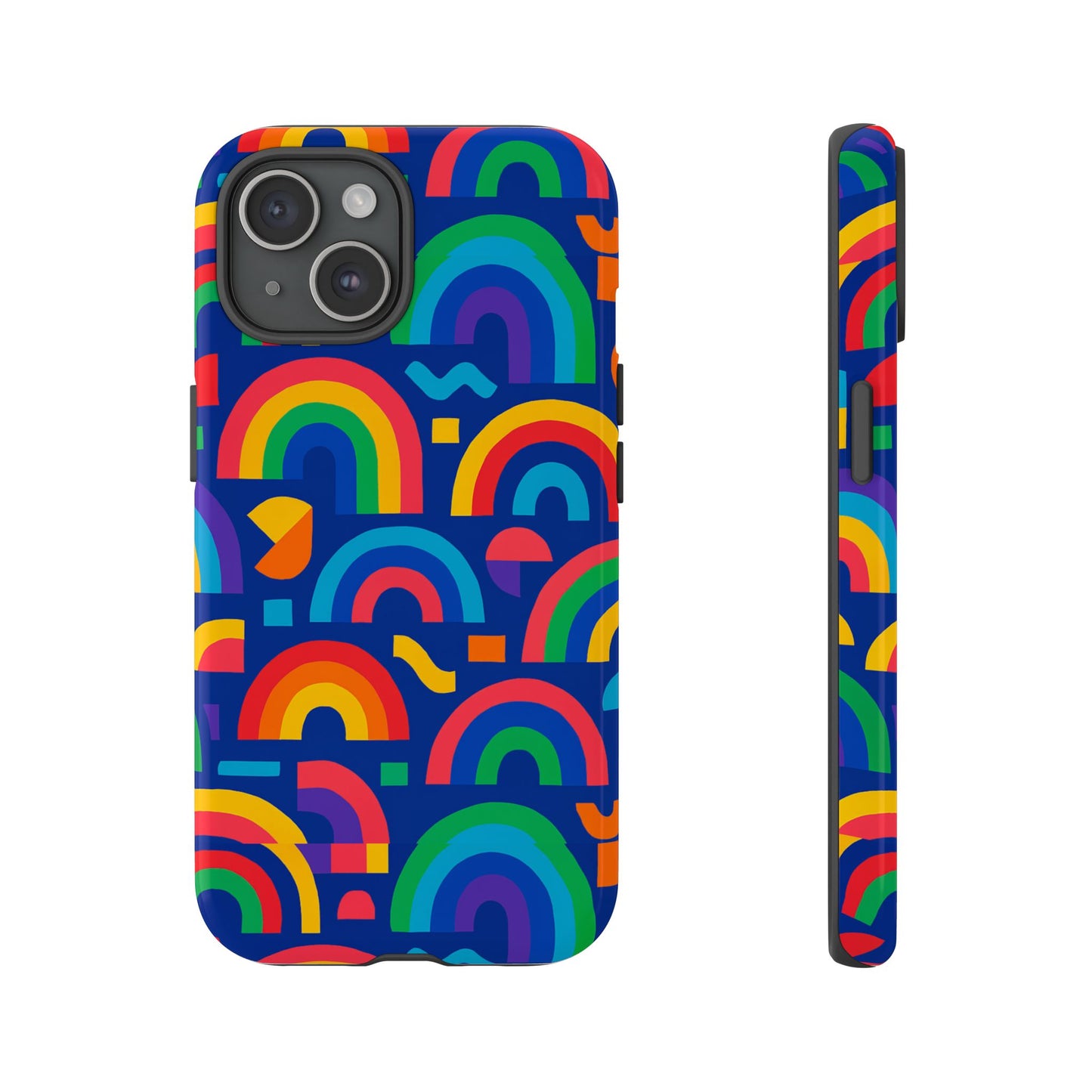 vibrant rainbow geometric 3d wrap protective phone case for stylish accessories compatible with iphone 13, 14, 15 & 16 – all models including pro, pro max & plus