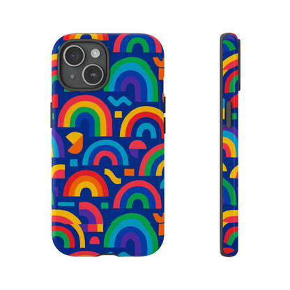 Vibrant Rainbow Geometric 3D Wrap Protective Phone Case for Stylish Accessories Compatible with iPhone 13, 14, 15 & 16 – All Models Including Pro, Pro Max & Plus
