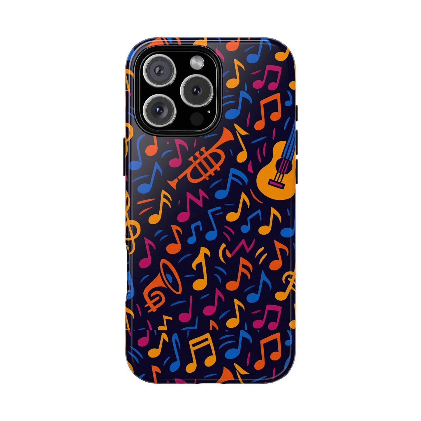 multicolour music themed protective phone case with 3d design for stylish protection – compatible with iphone 13, 14, 15 & 16 – all models including pro, pro max & plus