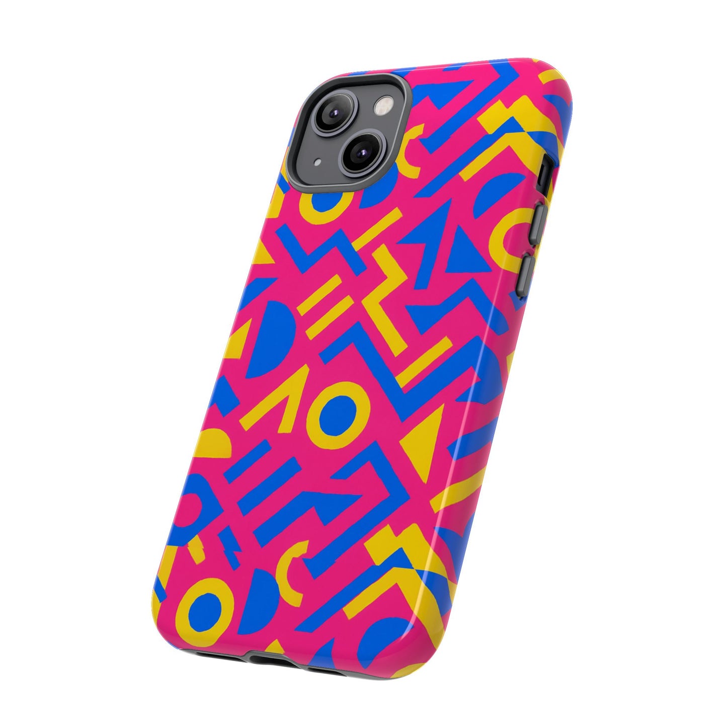 vibrant geometric 3d wrap protective phone case with multicolour design for unique style compatible with iphone 13, 14, 15 & 16 – all models including pro, pro max & plus