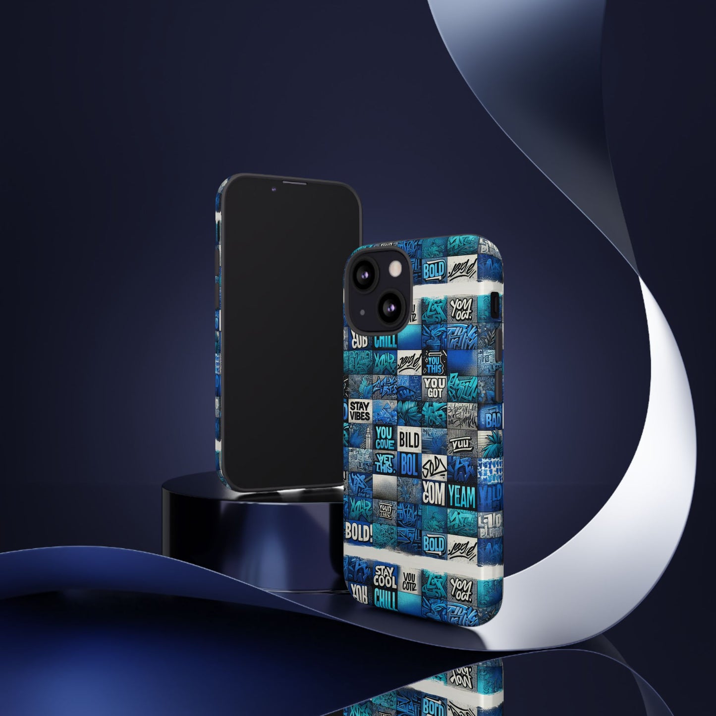 vibrant 3d graphic protective phone case with blue design – playful accessory for stylish protection compatible with iphone 13, 14, 15 & 16 – all models including pro, pro max & plus