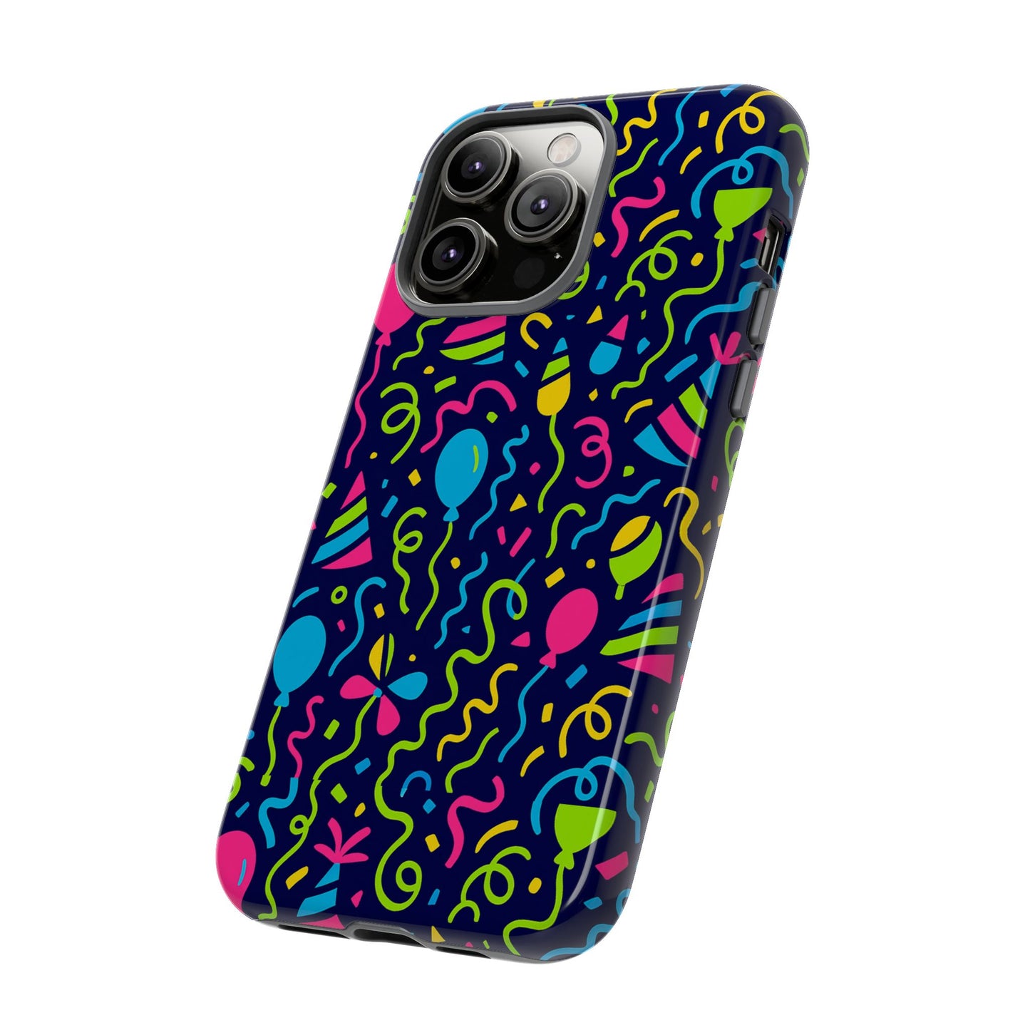 vibrant 3d wrap protective phone case with multicolour party design for playful smartphone accessories compatible with iphone 13, 14, 15 & 16 – all models including pro, pro max & plus