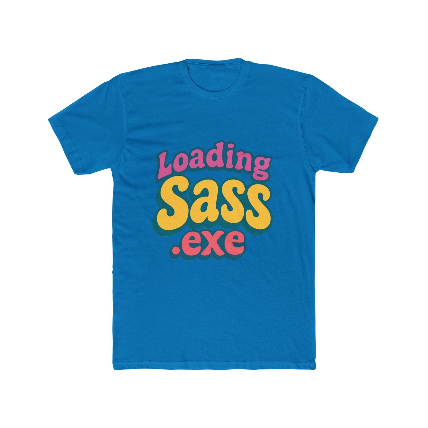 loading sass .exe meme multicolor 1 unisex t-shirt – funny graphic tee for all genders, trendy viral print, comfortable cotton casual wear