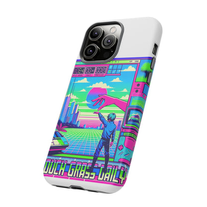 Touch Grass Daily 3D Wrap Protective Phone Case for Smartphones, Durable Shock Absorption, UV Protected, Unique Anime Design, Fun Gift for Tech Enthusiasts