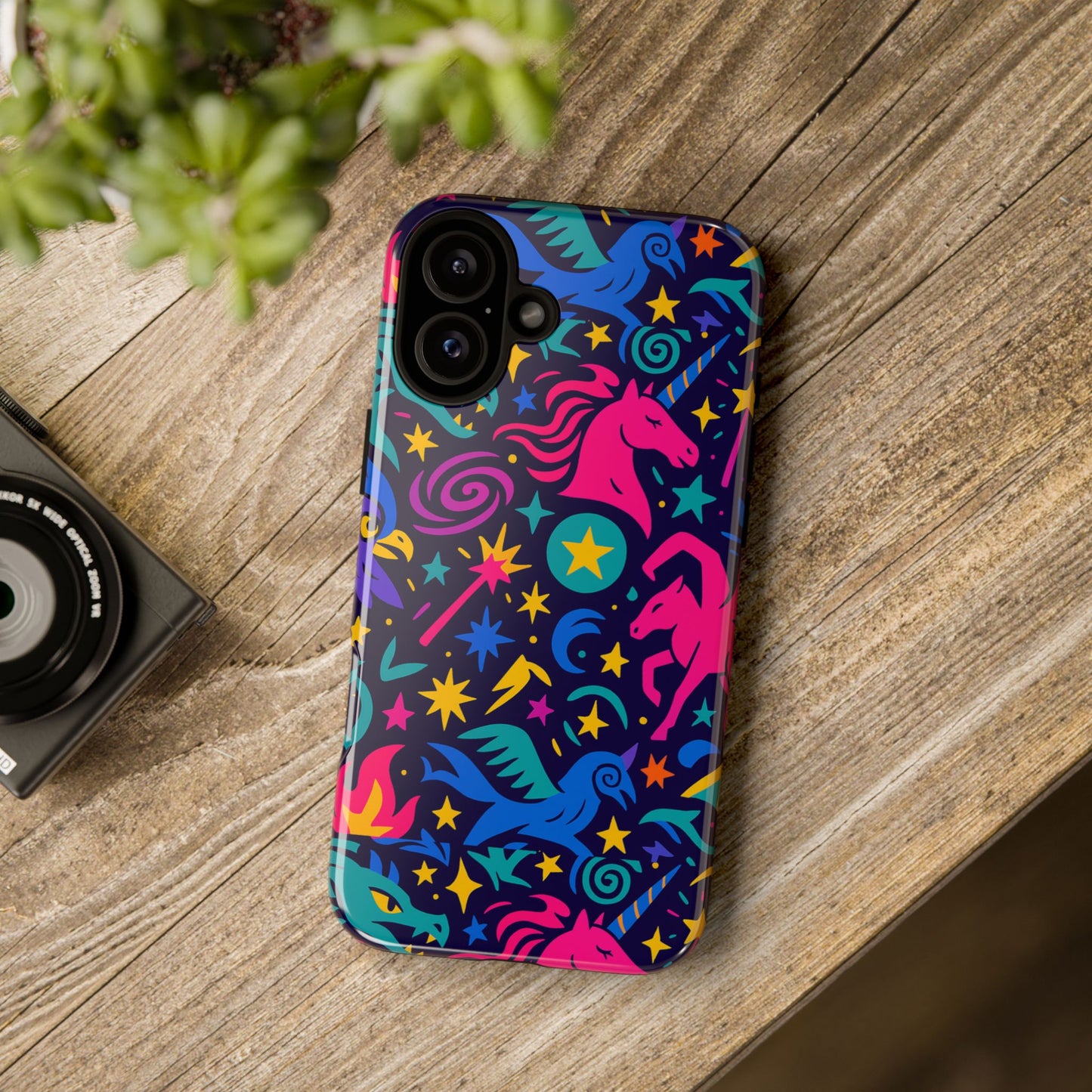 vibrant fantasy unicorns protective phone case – colourful 3d design for stylish protection – compatible with iphone 13, 14, 15 & 16 – all models including pro, pro max & plus