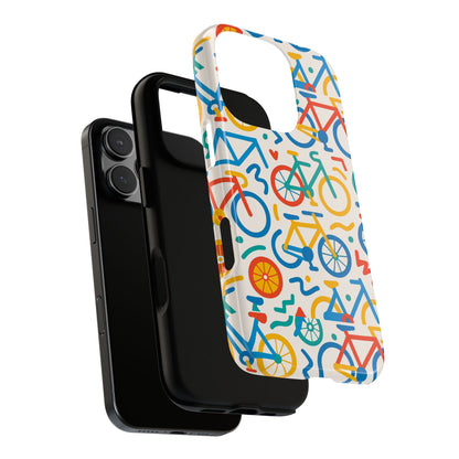 Vibrant 3D Bicycle Print Protective Phone Case – Colourful Unisex Accessory for Style and Fun – Compatible with iPhone 13, 14, 15 & 16 – All Models Including Pro, Pro Max & Plus