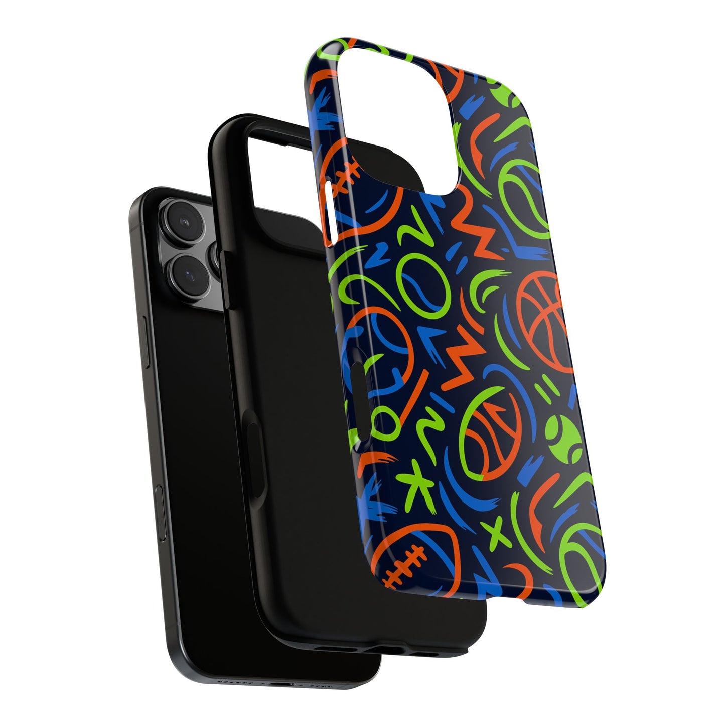 vibrant 3d wrap protective phone case with colourful sports design for unique style and expression compatible with iphone 13, 14, 15 & 16 – all models including pro, pro max & plus