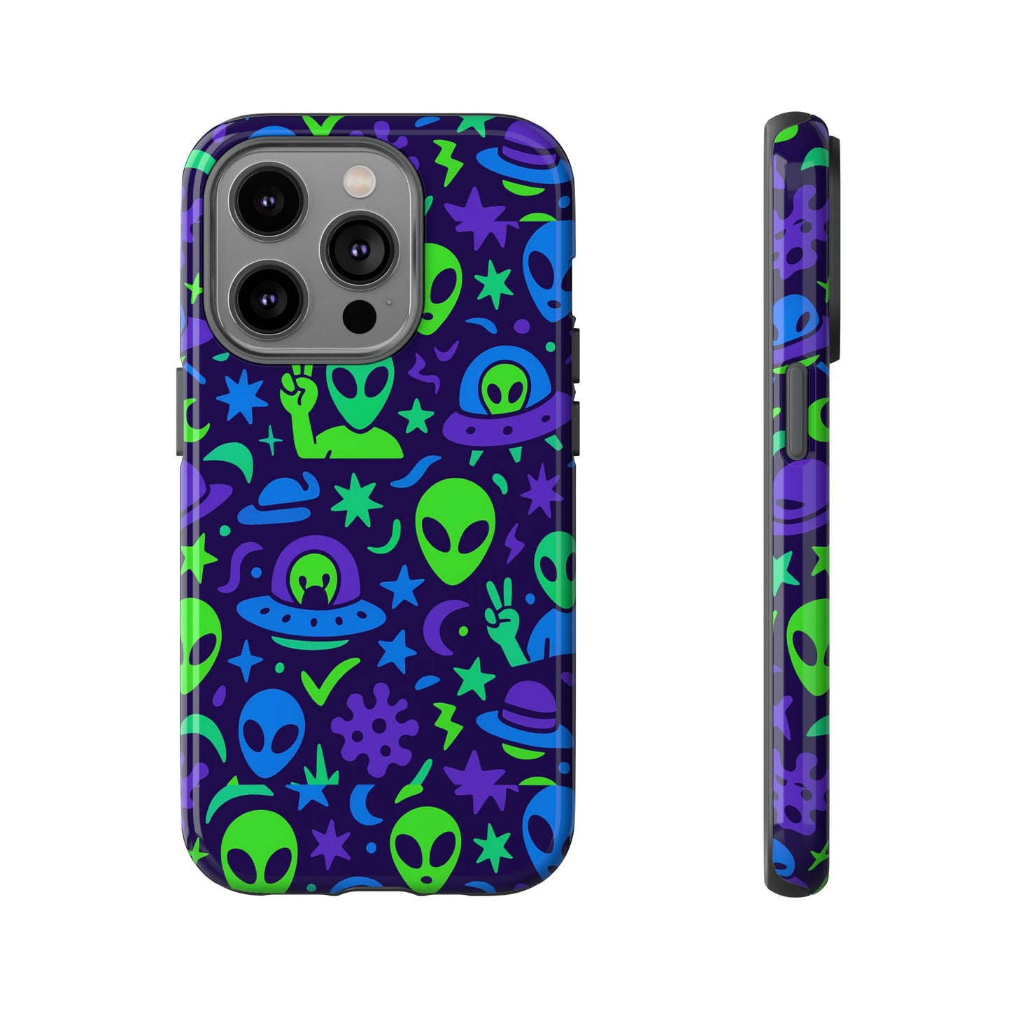 multicolour alien 3d wrap protective phone case, playful anime design for unisex self-expression, stylish protection, compatible with iphone 13, 14, 15 & 16 – all models including pro, pro max & plus