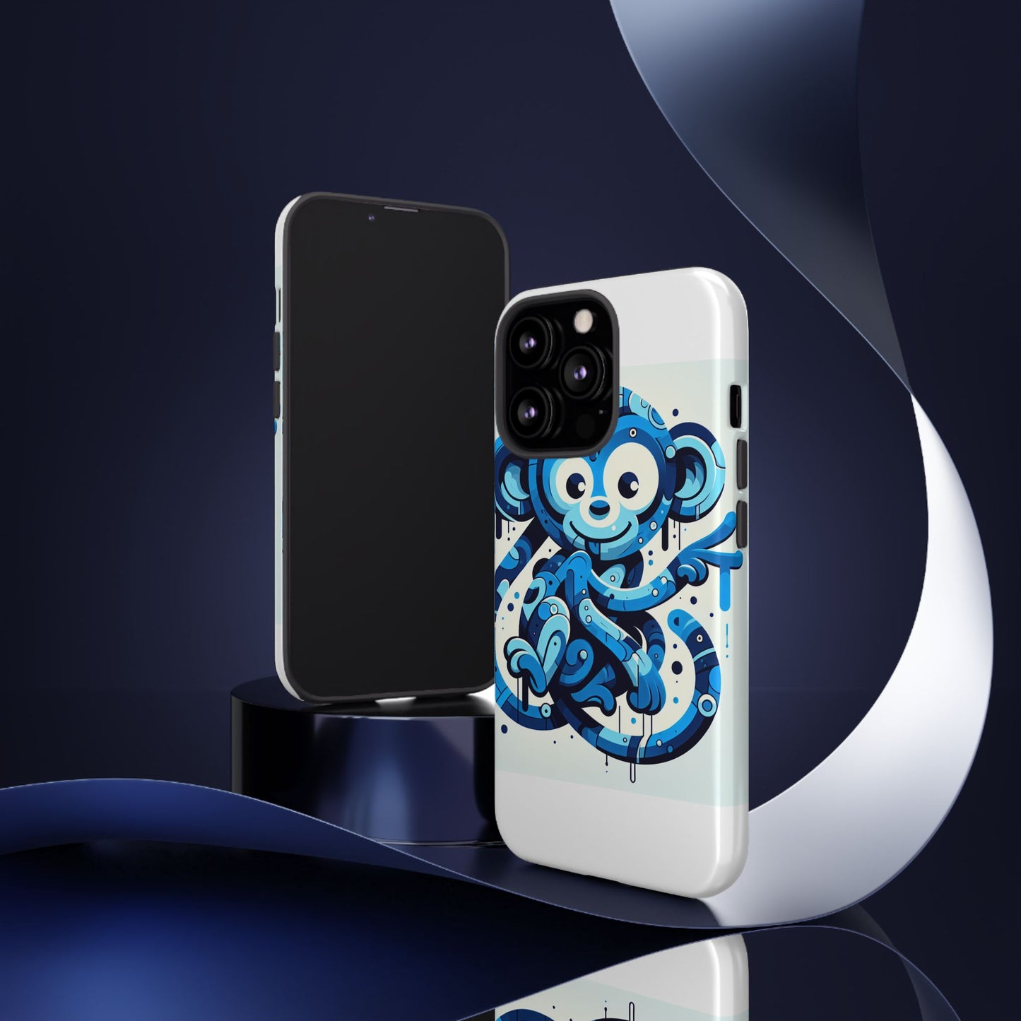 protective 3d wrap phone case with playful monkey design in blue – stylish protection for men and women compatible with iphone 13, 14, 15 & 16 – all models including pro, pro max & plus