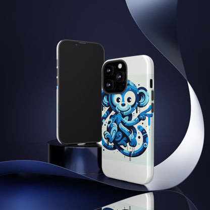 Protective 3D Wrap Phone Case with Playful Monkey Design in Blue – Stylish Protection for Men and Women Compatible with iPhone 13, 14, 15 & 16 – all models including Pro, Pro Max & Plus