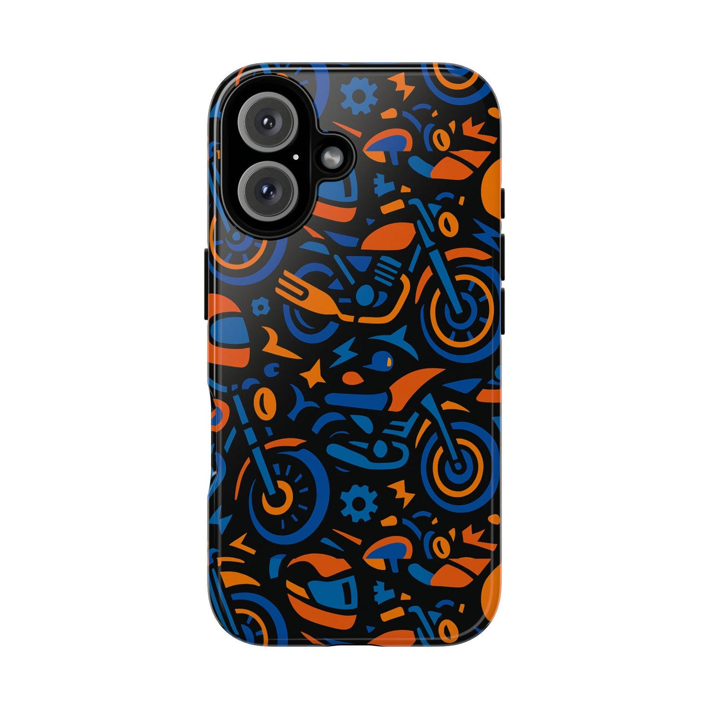 vibrant motorcycle phone case in multicolour design for stylish protection compatible with iphone 13, 14, 15 & 16 – all models including pro, pro max & plus