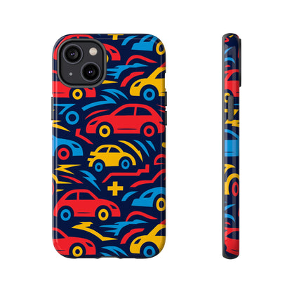 Multicolour Retro 3D Wrap Protective Phone Case with Vibrant Car Design for Stylish Protection Compatible with iPhone 13, 14, 15 & 16 – all models including Pro, Pro Max & Plus