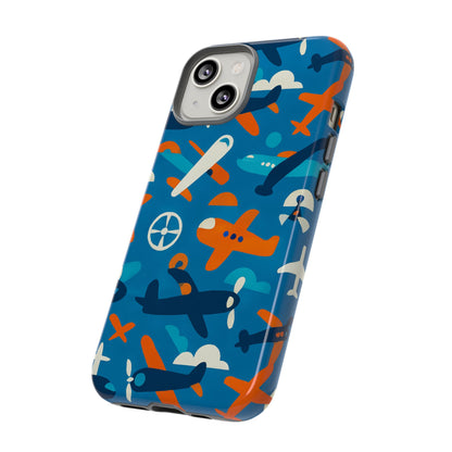 Vibrant 3D Airplane Print Phone Case in Blue – Fun Retro Design for Stylish Protection – Compatible with iPhone 13, 14, 15 & 16 – all models including Pro, Pro Max & Plus
