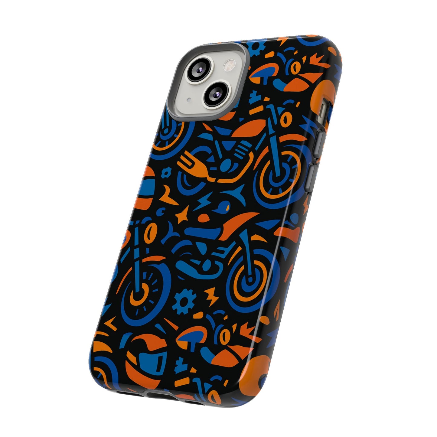 vibrant motorcycle phone case in multicolour design for stylish protection compatible with iphone 13, 14, 15 & 16 – all models including pro, pro max & plus