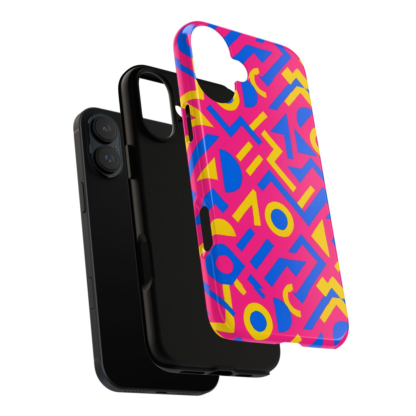 vibrant geometric 3d wrap protective phone case with multicolour design for unique style compatible with iphone 13, 14, 15 & 16 – all models including pro, pro max & plus