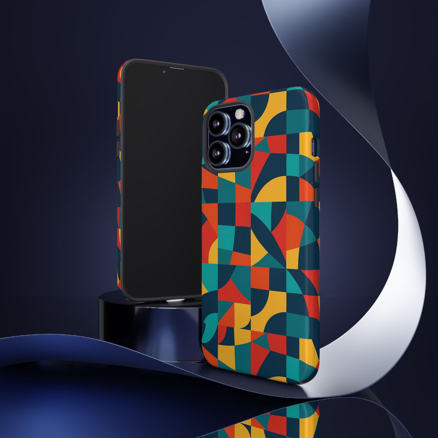 vibrant multicolour geometric 3d wrap phone case for stylish protection and unique expression compatible with iphone 13, 14, 15 & 16 – all models including pro, pro max & plus