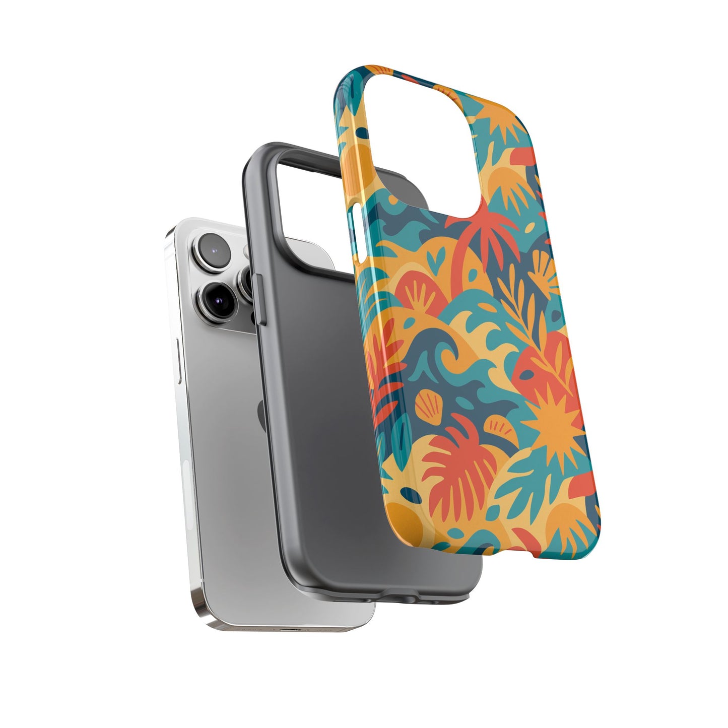 vibrant tropical phone case for stylish protection with 3d wrap design – unisex fashion accessory compatible with iphone 13, 14, 15 & 16 – all models including pro, pro max & plus