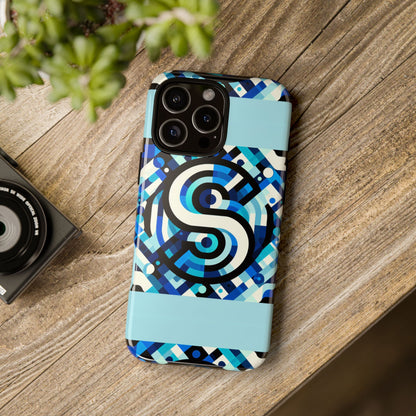 Letter Blue Alphabet S Phone Case with 3D Wrap Design for Stylish Protection and Unique Retro Anime Comic Style