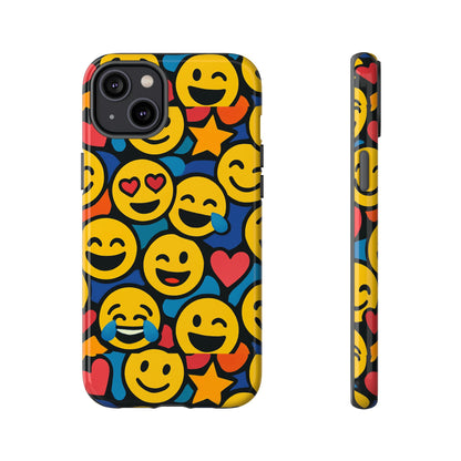 Multicolour Emoji Protective Phone Case with 3D Wrap Design Fun Accessory for Unisex Compatible with iPhone 13, 14, 15 & 16 – all models including Pro, Pro Max & Plus
