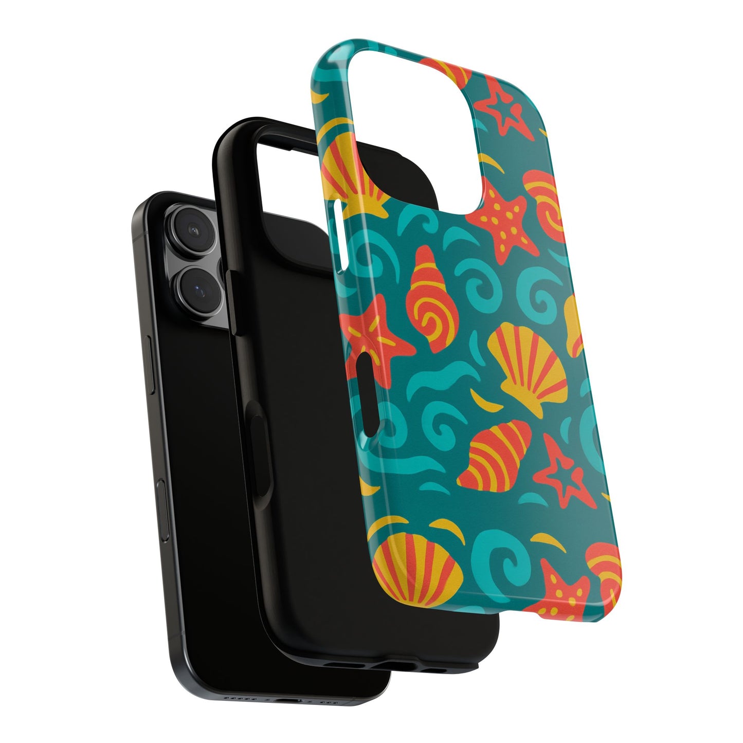 vibrant coastal shell pattern protective phone case for stylish self-expression compatible with iphone 13, 14, 15 & 16 – all models including pro, pro max & plus