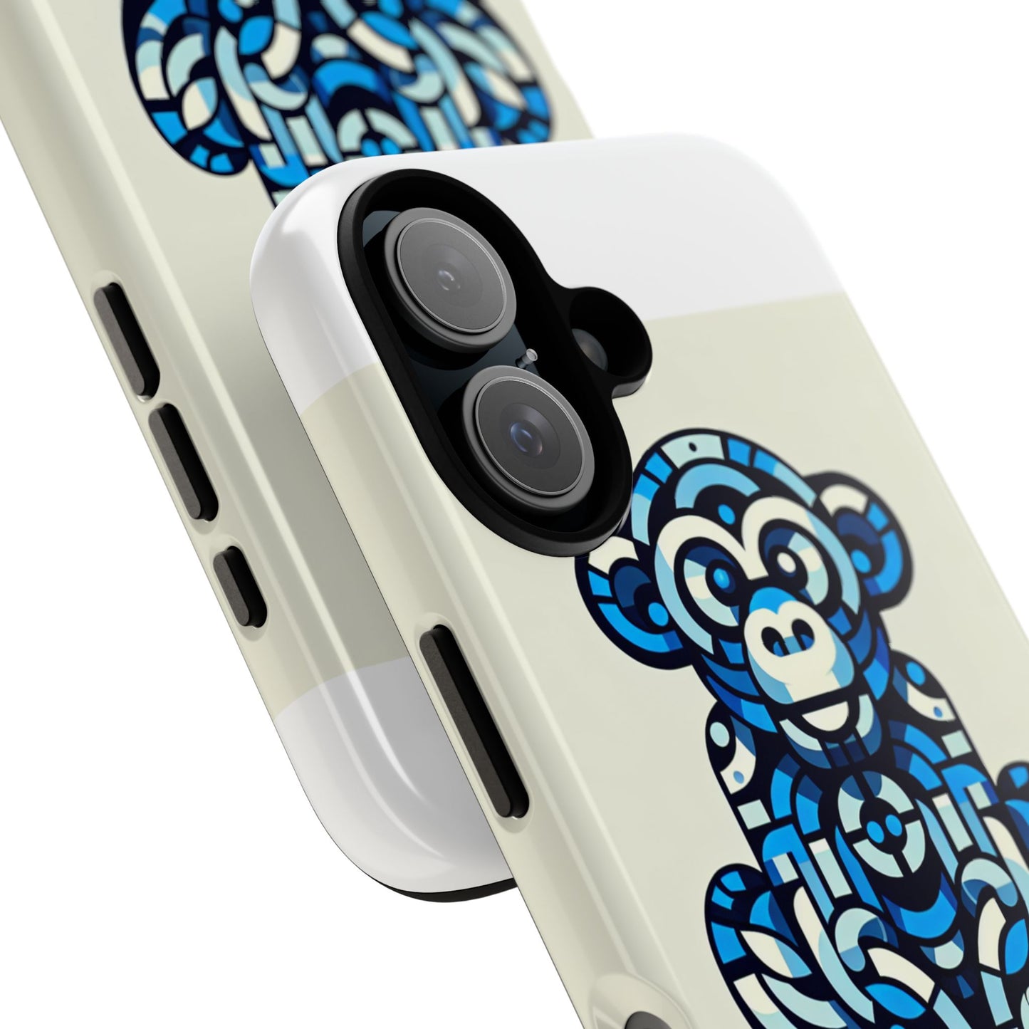 vibrant blue 3d wrap phone case with playful monkey design for creative individuals compatible with iphone 13, 14, 15 & 16 – all models including pro, pro max & plus