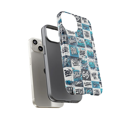 Vibrant 3D Wrap Phone Case in Blue with Playful Retro Design for Stylish Protection Compatible with iPhone 13, 14, 15 & 16 – all models including Pro, Pro Max & Plus