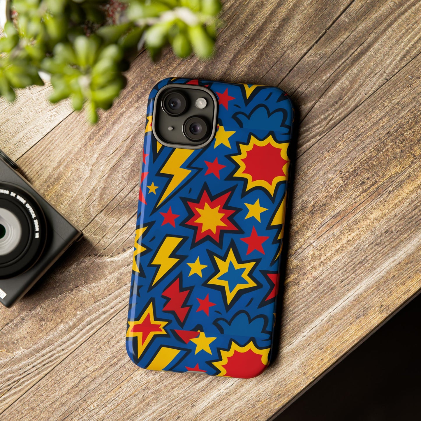 vibrant 3d superhero design protective phone case for fun retro style and unique expression compatible with iphone 13, 14, 15 & 16 – all models including pro, pro max & plus