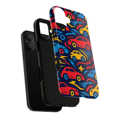 Multicolour Retro 3D Wrap Protective Phone Case with Vibrant Car Design for Stylish Protection Compatible with iPhone 13, 14, 15 & 16 – all models including Pro, Pro Max & Plus