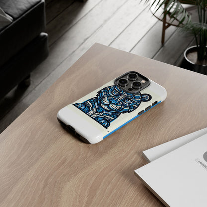 Vibrant Blue Geometric Tiger Design Phone Case – Stylish Protection Accessory for Self-Expression Compatible with iPhone 13, 14, 15 & 16 – all models including Pro, Pro Max & Plus