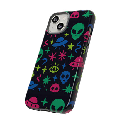 Vibrant Alien Pattern Protective Phone Case with 3D Wrap Design for Unique Expression – Stylish Protection Compatible with iPhone 13, 14, 15 & 16 – All Models Including Pro, Pro Max & Plus