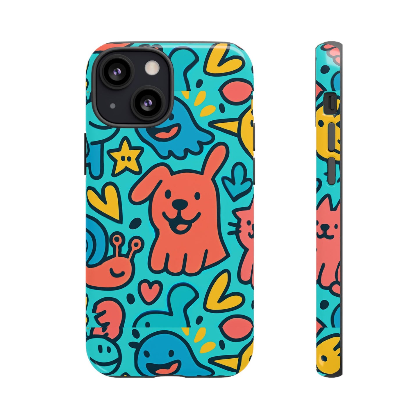 vibrant colourful protective phone case with fun animal cartoon design – stylish protection for kids and adults compatible with iphone 13, 14, 15 & 16 – all models including pro, pro max & plus